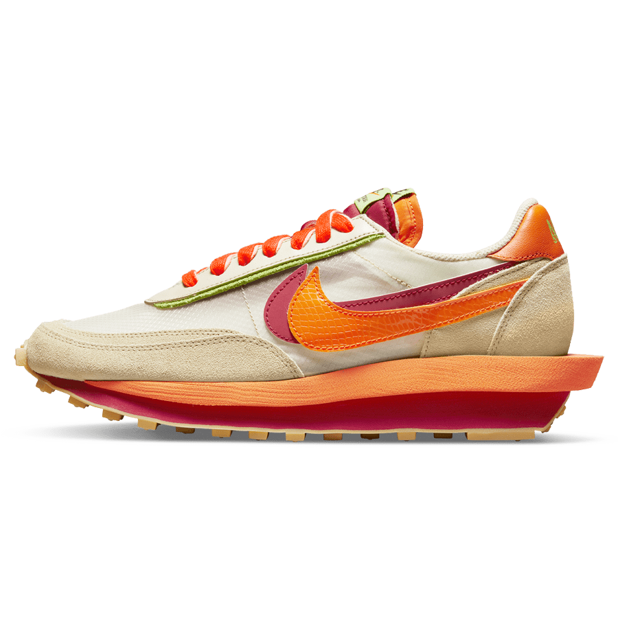 Nike LD Waffle x Sacai x CLOT Kiss of Death Orange Blaze SneakerSafe