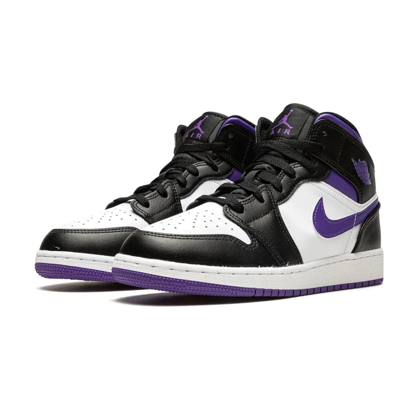 Air Jordan 1 Mid White Black Purple Dark Iris SneakerSafe