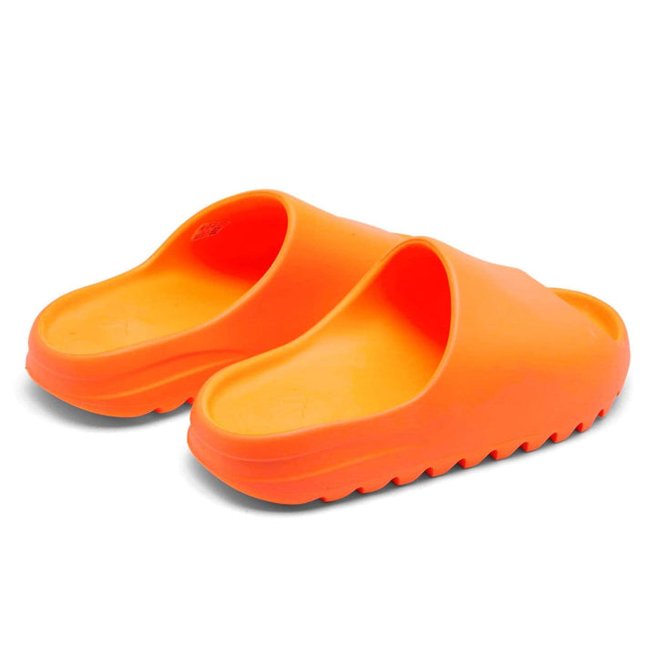 bright orange yeezy slides