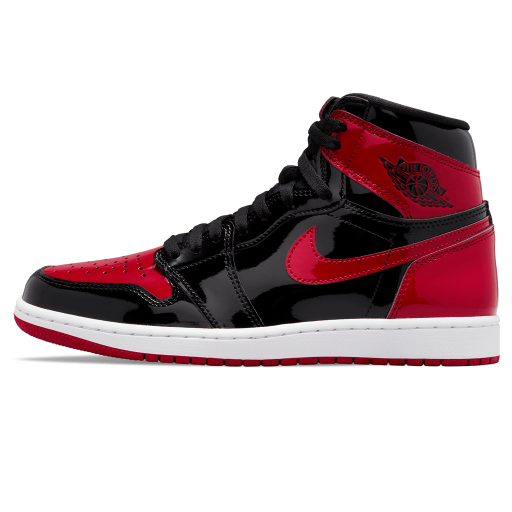 jordan 1 mid red and black shiny